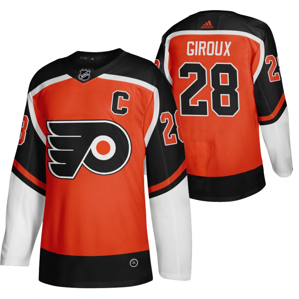 2021 Adidias Philadelphia Flyers 28 Claude Giroux Orange Men Reverse Retro Alternate NHL Jersey